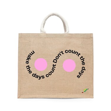 BYFT Tote Bag - Make the days count, Don't count the days Printed Stylish Carry-All Laminated Jute Bag With Gusset Set of 01