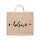 BYFT Tote Bag - Believe Printed Stylish Carry-All Laminated Jute Bag With Gusset Set of 01