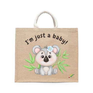 BYFT Tote Bag - I'm just a baby Koala Printed Stylish Carry-All Laminated Jute Bag With Gusset Set of 01