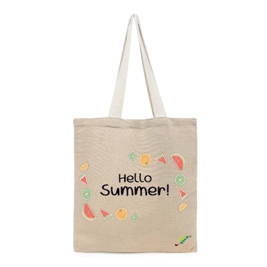 BYFT Tote Bag - Hello Summer Printed Stylish Carry-All Unlaminated Juco Bag Set of 01