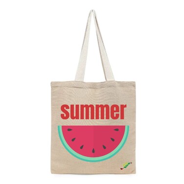 BYFT Tote Bag - Summer Watermelon  Printed Stylish Carry-All Unlaminated Juco Bag Set of 01