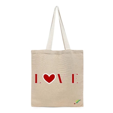 BYFT Tote Bag - Love Printed Stylish Carry-All Unlaminated Juco Bag Set of 01