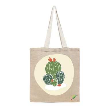BYFT Tote Bag - Cactus Printed Stylish Carry-All Unlaminated Juco Bag Set of 01