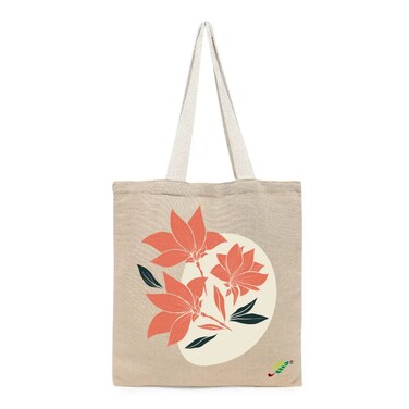 BYFT Tote Bag - Coral Bloom Printed Stylish Carry-All Unlaminated Juco Bag Set of 01