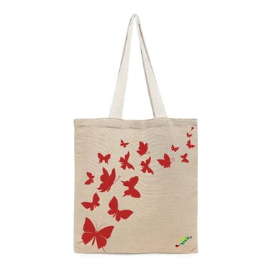 BYFT Tote Bag - Butterfly Printed Stylish Carry-All Unlaminated Juco Bag Set of 01
