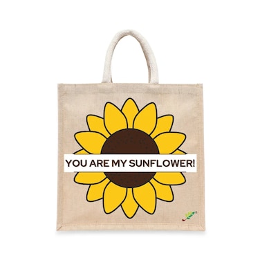 BYFT Tote Bag - You are my sunflower Printed Stylish Carry-All Laminated Juco Bag With Gusset Set of 01