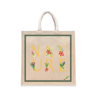 BYFT Tote Bag - Nature Printed Stylish Carry-All Laminated Juco Bag With Gusset Set of 01
