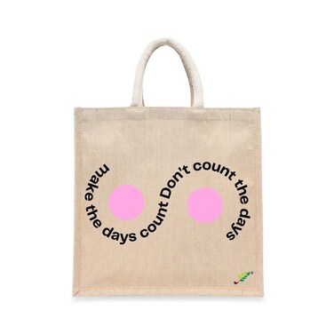 BYFT Tote Bag - Make the days count, Don't count the days Printed Stylish Carry-All Laminated Juco Bag With Gusset Set of 01