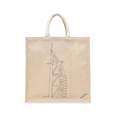 BYFT Tote Bag - Burj Al Arab Printed Stylish Carry-All Laminated Juco Bag With Gusset Set of 01