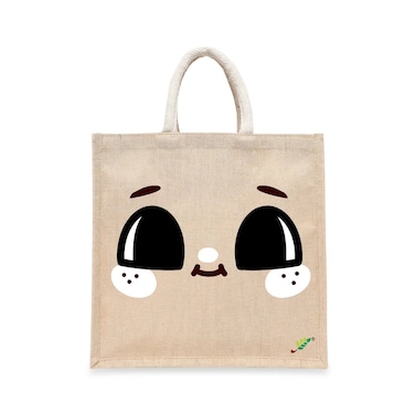 BYFT Tote Bag - Cute Wide-Eyed Printed Stylish Carry-All Laminated Juco Bag With Gusset Set of 01