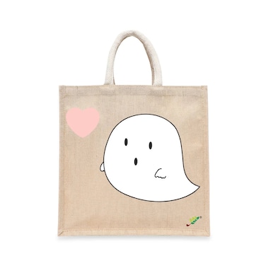 BYFT Tote Bag - Boo Printed Stylish Carry-All Laminated Juco Bag With Gusset Set of 01