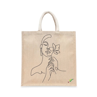 BYFT Tote Bag - Blossom muse Printed Stylish Carry-All Laminated Juco Bag With Gusset Set of 01