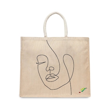 BYFT Tote Bag - Line of Being Printed Stylish Carry-All Laminated Juco Bag With Gusset Set of 01