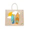 BYFT Tote Bag - Surfboards Printed Stylish Carry-All Laminated Juco Bag With Gusset Set of 01