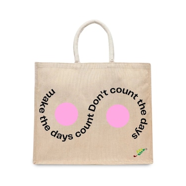 BYFT Tote Bag - Make the days count, Don't count the days Printed Stylish Carry-All Laminated Juco Bag With Gusset Set of 01