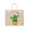 BYFT Tote Bag - Happy Cactus Printed Stylish Carry-All Laminated Juco Bag With Gusset Set of 01