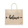 BYFT Tote Bag - Believe Printed Stylish Carry-All Laminated Juco Bag With Gusset Set of 01