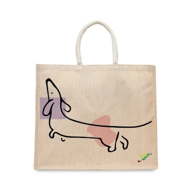 BYFT Tote Bag - The Stretch Sketch Printed Stylish Carry-All Laminated Juco Bag With Gusset Set of 01