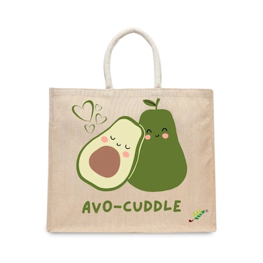 BYFT Tote Bag - Avo Cuddle Printed Stylish Carry-All Laminated Juco Bag With Gusset Set of 01