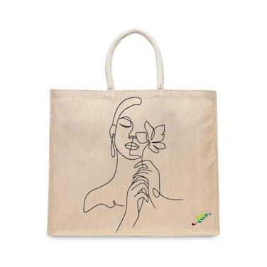BYFT Tote Bag - Blossom muse Printed Stylish Carry-All Laminated Juco Bag With Gusset Set of 01