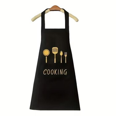 BYFT Orchard Black Polyester Kitchen Apron for Cooking &amp; Baking, Washable, 65 x 85 Cm Set of 01