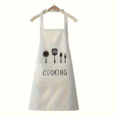 BYFT Orchard White Polyester Kitchen Apron for Cooking &amp; Baking, Washable, 65 x 85 Cm Set of 01