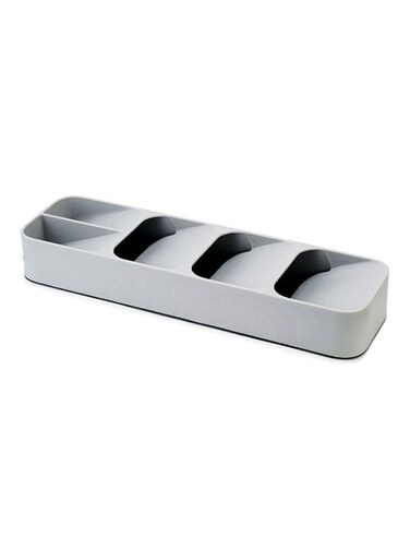 Cutlery Organizer Tray Silverware Storage Case Kitchen Drawer Organizer Individual Compartments for Forks Knives Spoons Grey 39.6*5.5*11cm