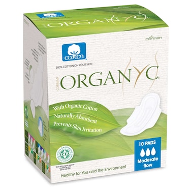 أورغانيك افوط النهار قطنية بالأجنحة -أبيض- 10 فوط