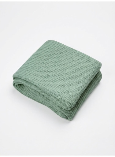 130 x 160 cm 400GSM Cozy Cotton Knitted Throw Blanket Sage Green For Couch Sofa and Bed Decorative Boho Textured Blanket