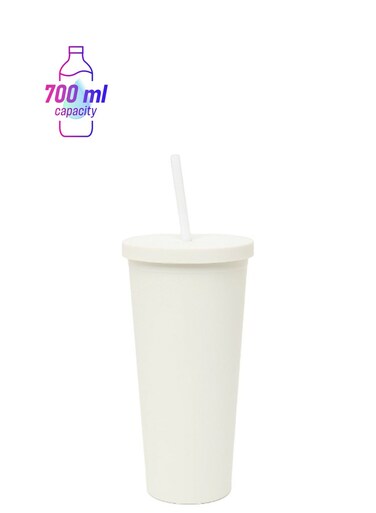 Pear White Water Bottle With Straw