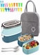 Lunch Box for Kids and Adults with Lunch Bag, 2 Tier Stainless Steel Bento Lunch Box with 3 Compartments and Cutlery (Spoon &amp; Fork) Food Picks for Kids, Leakproof   BFA Free   Dishwasher Safe (Blue)