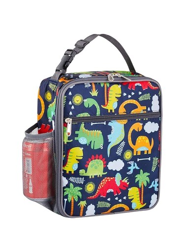 Lunch Bag for Kids,Dinosaur Insulated Blue Lunch Bag &amp; Side Mesh Pocket, for Boys Girls, Child Thermal Tote Cooler Bag Portable Leak Proof for School Picnic Outdoor by Snack Attackk