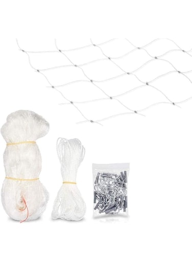 Hmwxbs Balcony Pet Safety Net, Cat Weighing Anti Escape Net Transparent Anti jumping Window Fence Net, Nylon Garden Netting Protective Mesh with Fixing Rope, Hook and Positioning Pin,White,8x3M