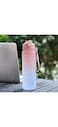 Plastic Water Bottle &ndash; Large Capacity, Anti-Fall Design with Straw &amp; Wrist Band &ndash; Stylish Letter Graphics for Everyday Hydration