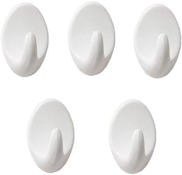 Marrkhor 6-Piece Self Adhesive Hooks White, Plastic Wall Hooks Self Adhesive White Hooks Wall Hanging Hooks Stick on Oval Hooks Seamless Hooks Towel Hooks Heavy Duty Sticky Hooks