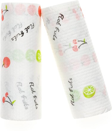 Marrkhor 2-Rolls Kitchen Wipes Washed And Reused 50 Sheets/Roll Paper Towels Non-Woven Fabric Water Absorption Cleaning Tool for Kitchens And Bathrooms