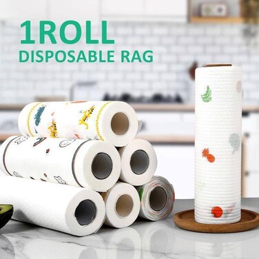 Marrkhor 1-Rolls Kitchen Wipes Washed And Reused 50 Sheets/Roll Paper Towels Non-Woven Fabric Water Absorption Cleaning Tool for Kitchens And Bathrooms