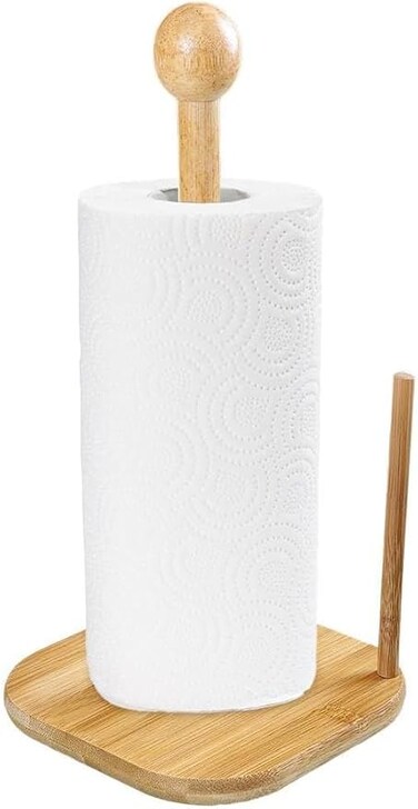 Marrkhor Bamboo Roll Holder countertop Tissue Stand Bamboo Paper Holder, Tissue Paper Bamboo Holder For Kitchen &amp; Toilet
