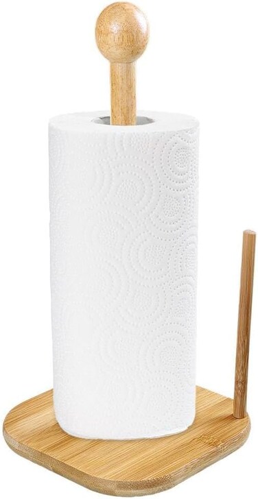 Marrkhor 3-Pcs Bamboo Roll Holder countertop Tissue Stand Bamboo Paper Holder, Tissue Paper Bamboo Holder For Kitchen &amp; Toilet