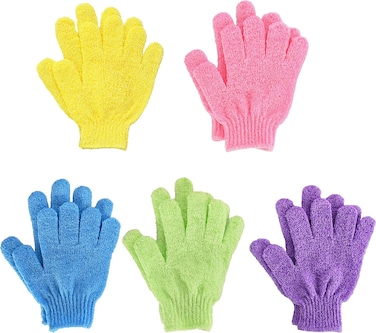 Markhor 3-Pairs Shower Exfoliating Bath Gloves Nylon Body Stain Exfoliator (Multi Colors)