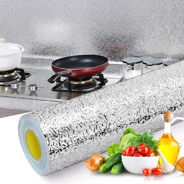 Marrkhor 1-Pcs Self Adhesive Waterproof Oilproof Aluminum Foil Wallpaper Sticker