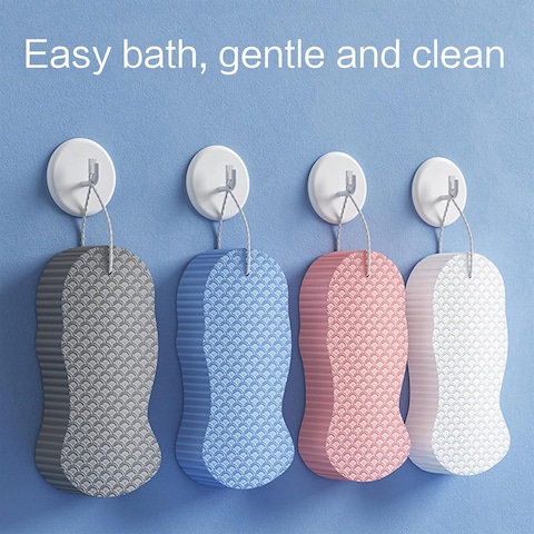 Marrkhor 4-Pcs Super Soft Exfoliating Bath Sponge - Ultra Soft 3D Cartoon Embossing Magic Bath Sponge, Body Scrubber for Smooth, Healthy Skin, Gentle and Reusable Multicolor