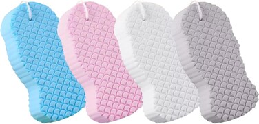 Marrkhor 4-Pcs Super Soft Exfoliating Bath Sponge - Ultra Soft 3D Cartoon Embossing Magic Bath Sponge, Body Scrubber for Smooth, Healthy Skin, Gentle and Reusable Multicolor