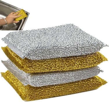 Marrkhor 4-Piece Non-Scratch Scrub Sponges Pads, Cleaning Scrub Sponge, Dish Wash Sponge, Kitchen Sponge, Multi-Use Heavy Duty Scrub Sponge.