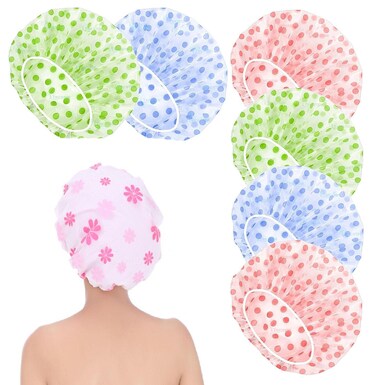 Marrkhor 12-Pcs Shower Cap for Women, Ideal for All Hair Lengths and Thicknesses - Reusable, Waterproof and Washable Perfect Hair Cap for Bathing Durable Hair Cap - Beautiful Style Multicolor