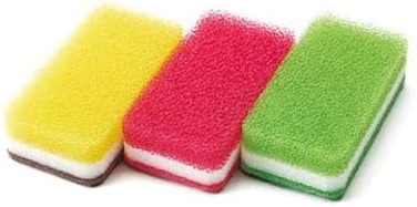 Marrkhor 3-Pcs Sponge Antibacterial Kitchen Sponges, Oil Stain, Long Lasting (3 Colors)