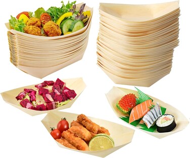 Marrkhor 24-Piece Disposable Bamboo Bowl 21 cm x 11 cm