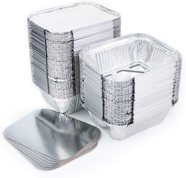 Marrkhor 50-Piece Disposable Aluminium Food Storage Containers with Lid 250ml