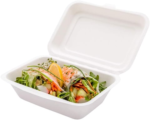 Marrkhor 20-Piece Compostable Disposable Go Boxes, Heavy Duty Containers for Eco-Friendly Food Packaging