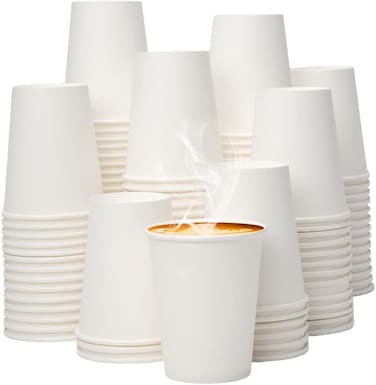 Marrkhor 200-Piece 8oz Coffee Cups, Disposable Paper White Hot/Cold Drinking Cups, Perfect for Family, Office, Picnic and Party Drinkings
